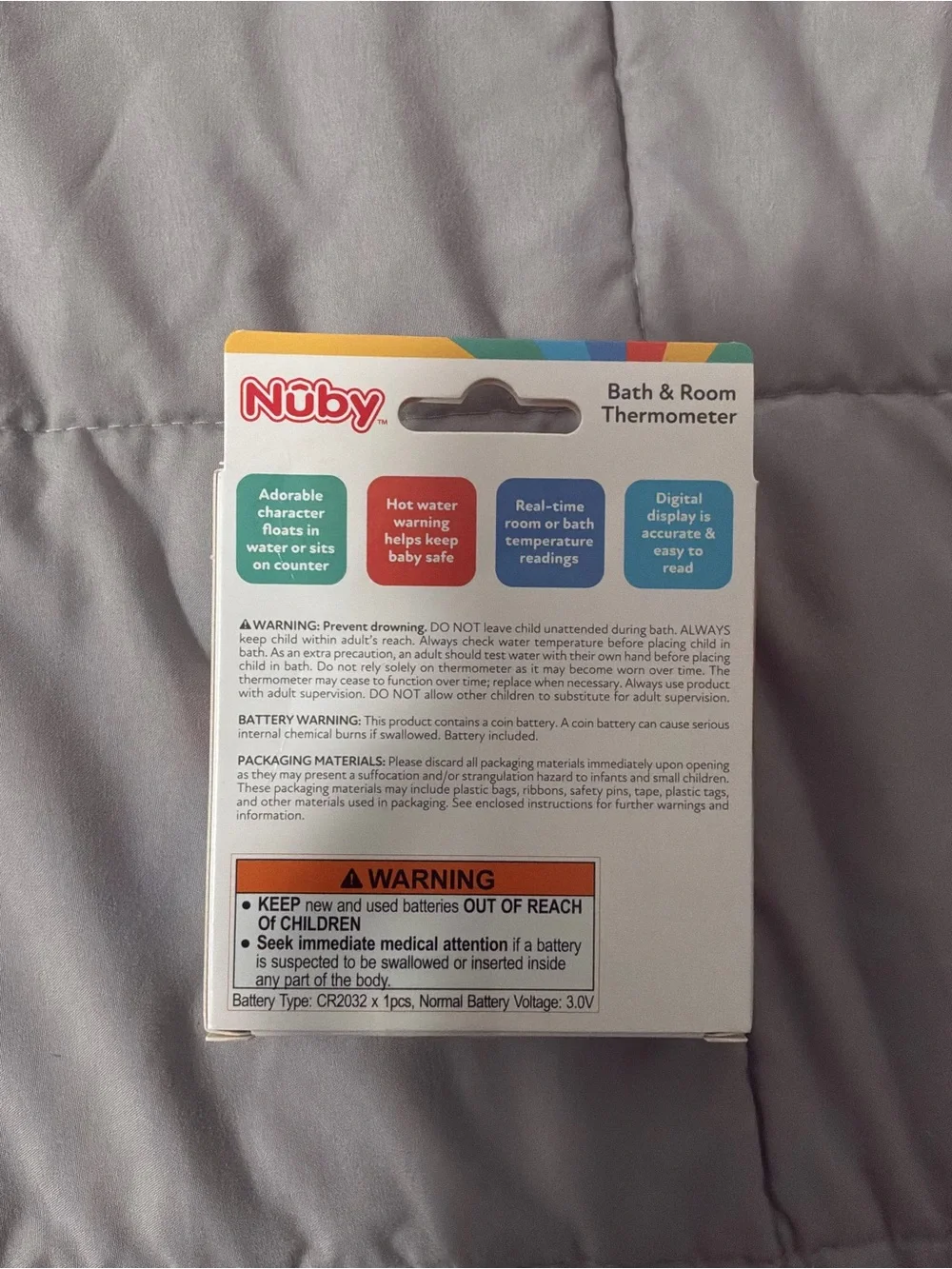 Nuby Penguin Bath & Room Thermometer - White & Yellow - Picture 2 of 2